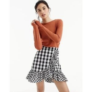 J crew black and white gingham mini skirt